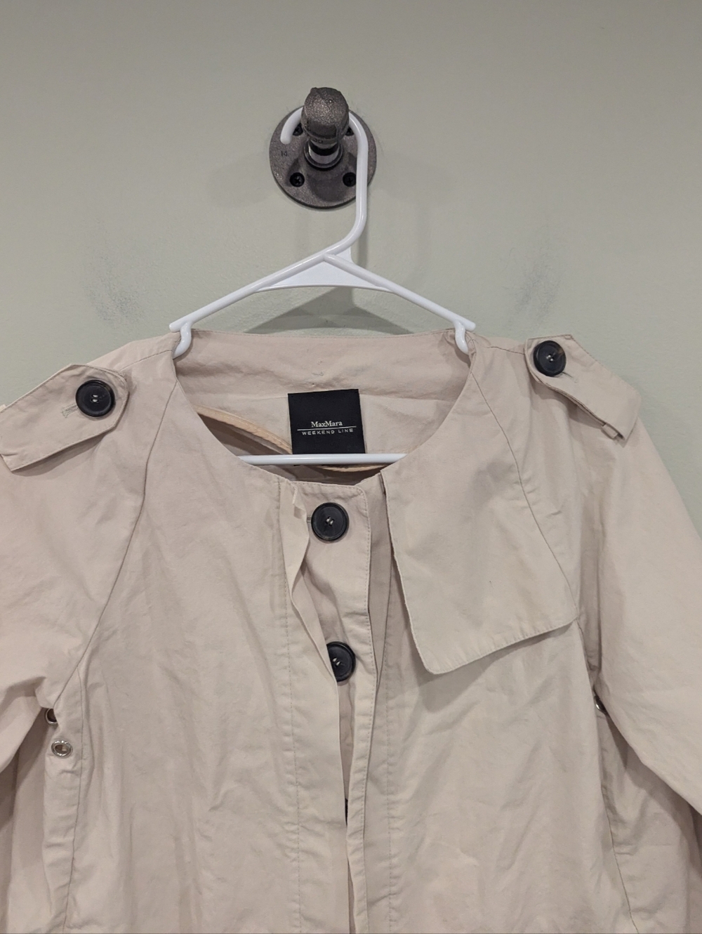 MaxMara Weekend Line Khaki Lightweight Military Trench Size Medium - Picture 2 of 6